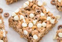 No Bake White Chocolate Peanut Butter Cheerios Squares