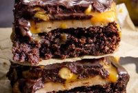 Decadent Snickers Stuffed Brownies