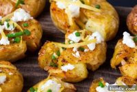 Mediterranean Smashed Potatoes with Lemon, Garlic and Feta