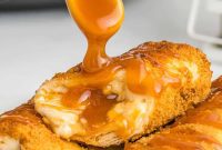 Crispy Air Fryer Caramel Cheesecake Chimichangas