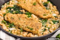 Pan-Seared Haddock with Hearty White Bean and Spinach Ragout
