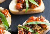 Sweet Roasted Tomato and Basil Crostini