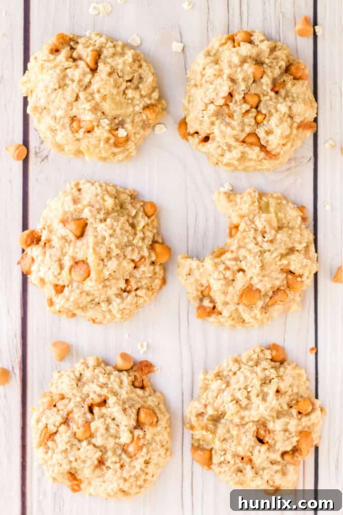 Pineapple Oatmeal Scotchies - Moist, chewy oatmeal cookies packed with pineapple and butterscotch are a delicious treat. Made with pantry items, they are quick and easy to whip together.