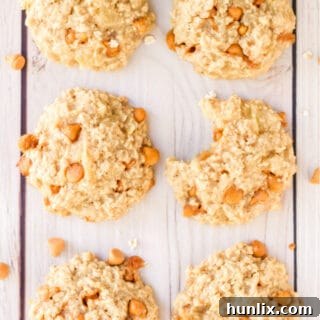 Pineapple Oatmeal Scotchies - Moist, chewy oatmeal cookies packed with pineapple and butterscotch are a delicious treat. Made with pantry items, they are quick and easy to whip together.