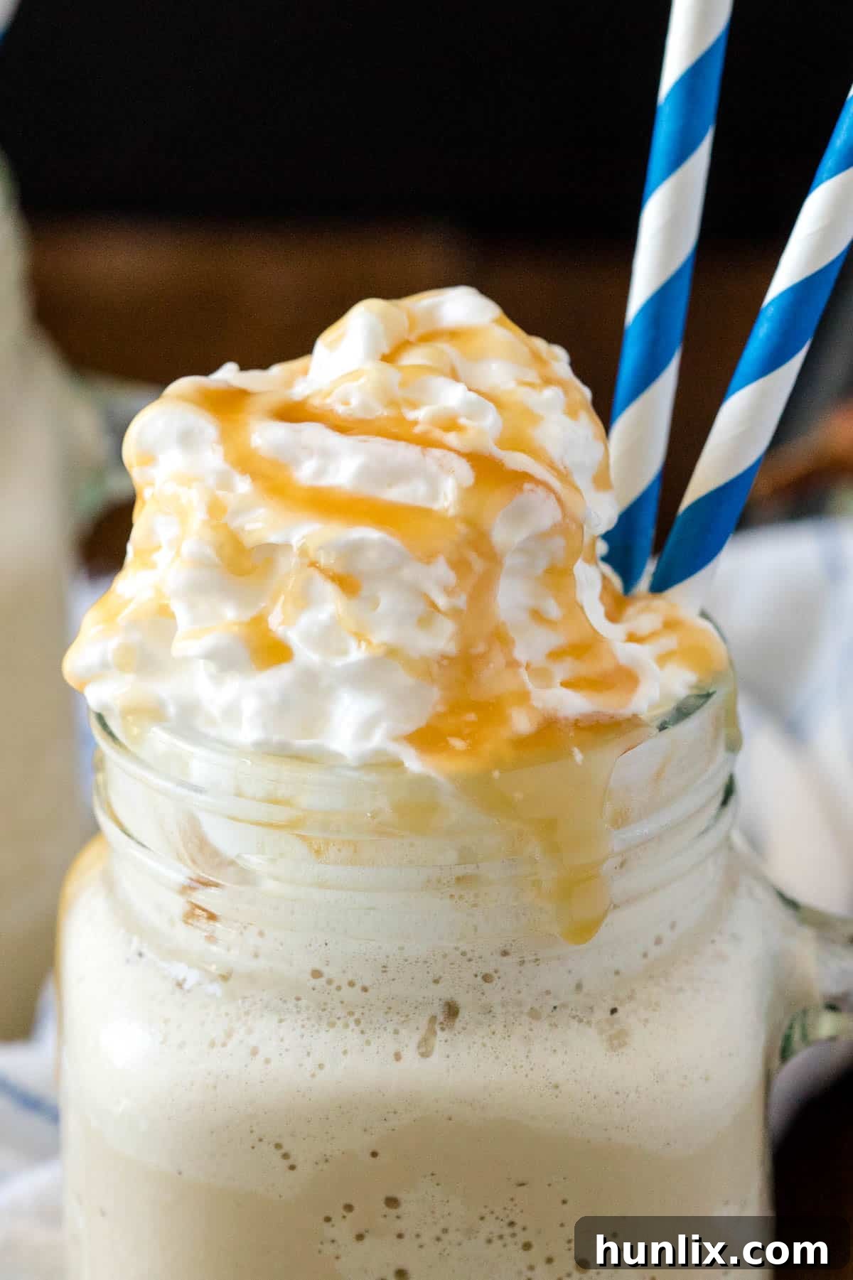 Close up of the recipe in a glass mug.