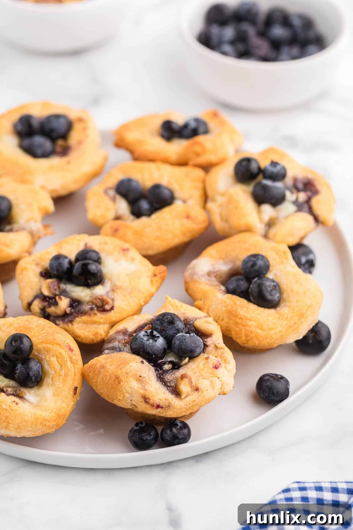 Blueberry Cheese Tarts - Sweet and savory combine in these delicate tarts! Serve as a sweet appetizer or a mini dessert.