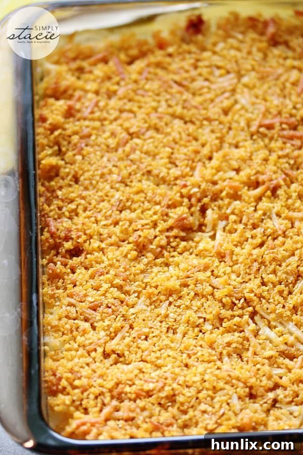 Serving creamy chicken and rice casserole with a crunchy topping