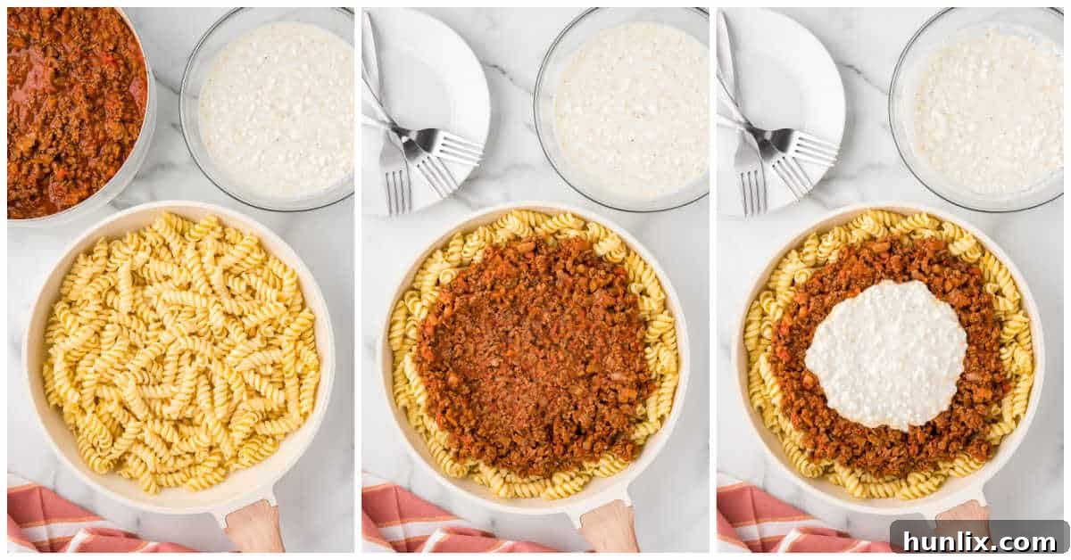 Collage of assembling the recipe.