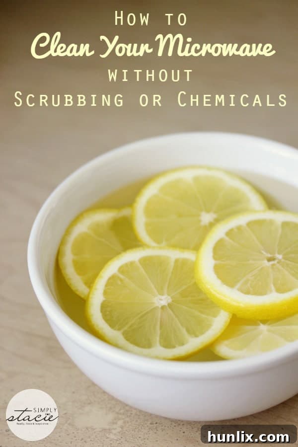 How to Easily Clean Your Microwave Without Scrubbing Using Natural Ingredients: A close-up of a sparkling clean microwave interior, ready for use after a quick and effective cleaning process.