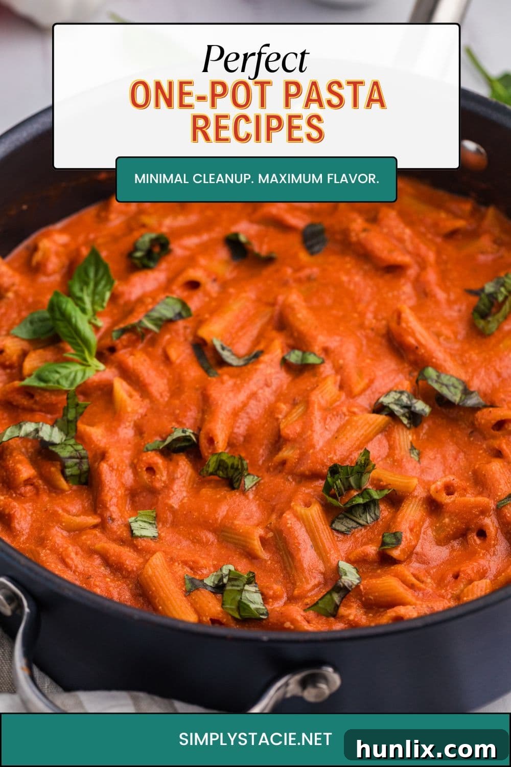 A vibrant collection of various one-pot pasta dishes, showcasing different colors, ingredients, and textures.