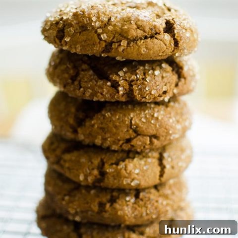 Chewy ginger molasses cookies, perfectly spiced with crispy edges and a soft interior.
