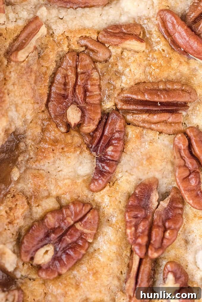 Effortless Caramel Apple Delight 6 Close up view of a slice of caramel apple dump cake, showing the layers of golden crust, gooey caramel, and spiced apples.