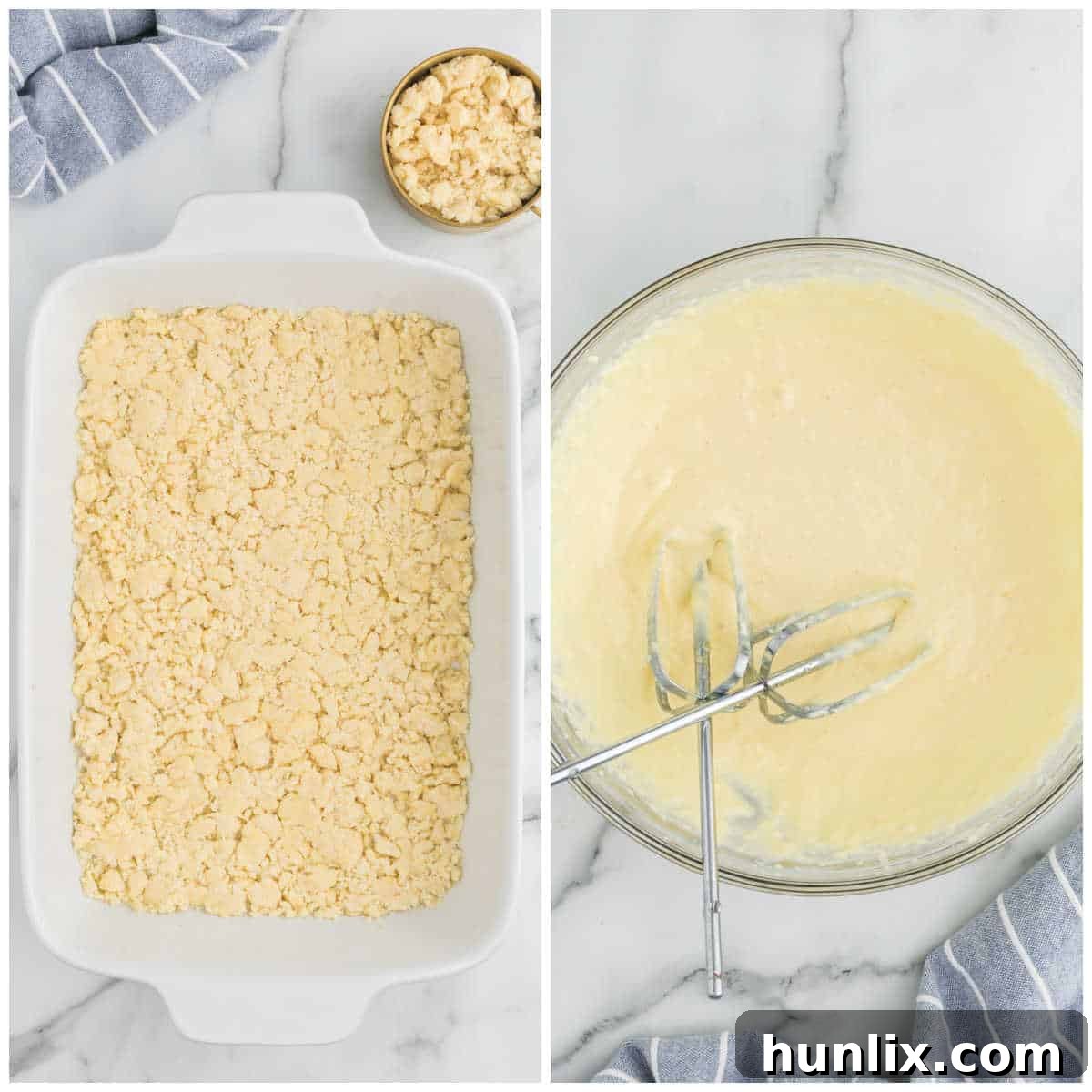 Collage of making the crust and the filling.