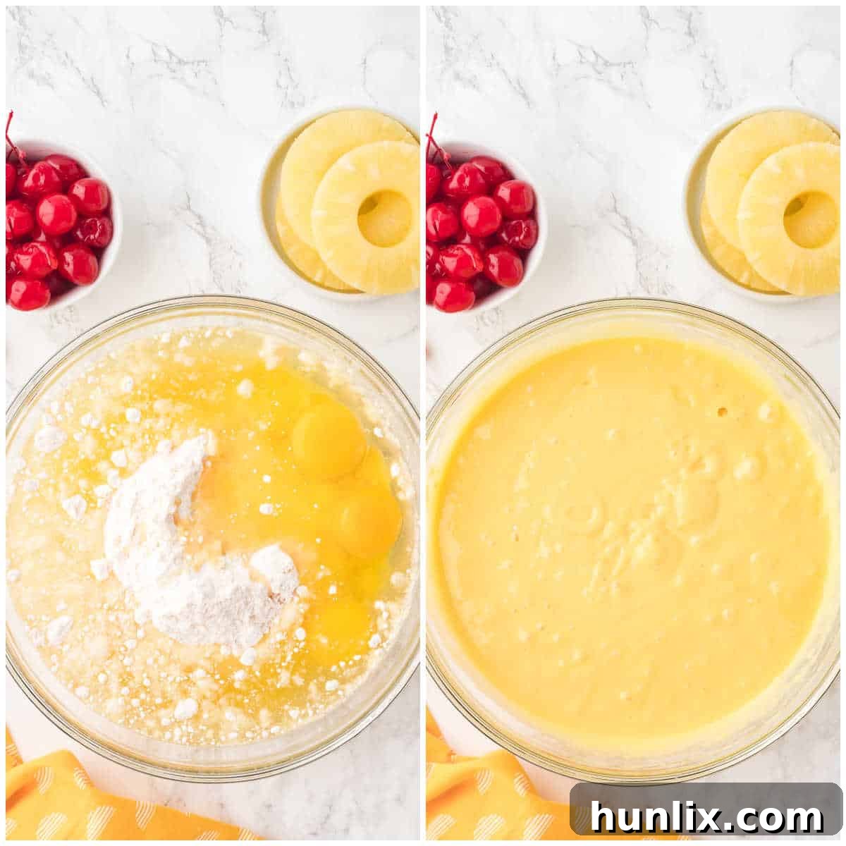 Collage of making the batter.