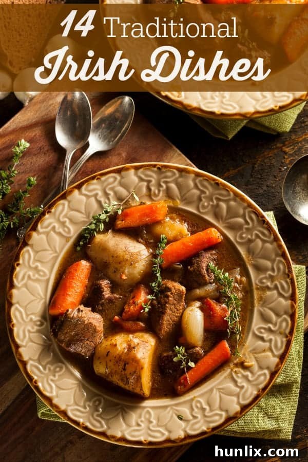 Ireland's Hearty Heritage: 14 Classic Dishes 2 Collection of 14 Traditional Irish Dishes - Celebrate St. Patrick's Day with this vibrant culinary showcase.