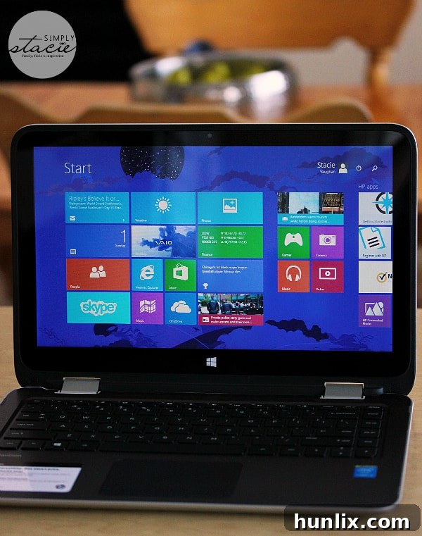 HP x360 Laptop Mode - Ideal for productivity, writing, and social media tasks.