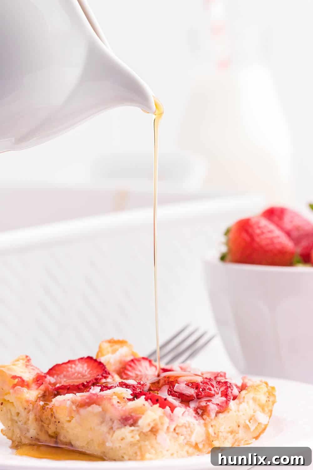 Strawberry & Coconut Breakfast Casserole - A vibrant and delicious overnight breakfast casserole, perfect for feeding a crowd or a special family treat.