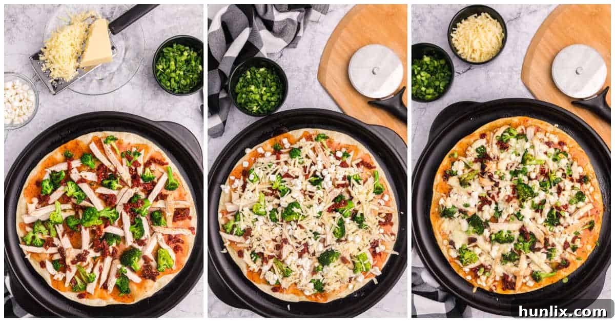 Ingredients to make sweet chili chicken thai pizza.