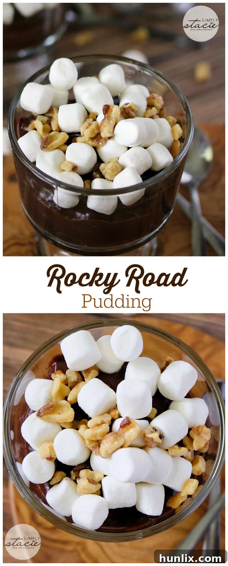 Decadent Rocky Road Delight 8 Rocky Road Pudding - Indulge in this decadent chocolate dessert made with creamy homemade chocolate pudding and topped with marshmallows and walnuts!