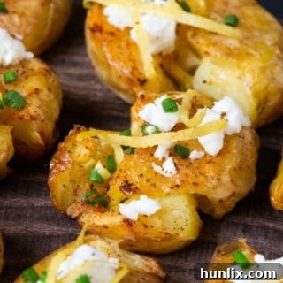 Mediterranean Smashed Potatoes with Lemon, Garlic and Feta 7 Smashed Potatoes with Lemon, Garlic and Feta