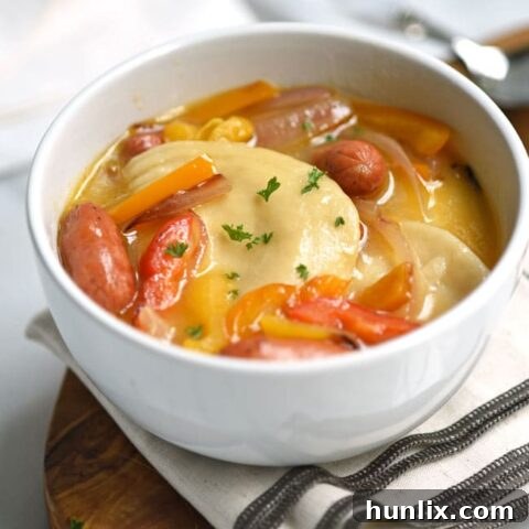 Pierogi Soup with Kielbasa