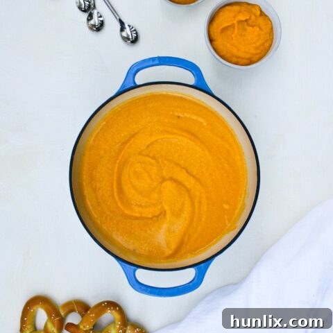 Healthy Beer Cheese Soup with cauliflower and butternut squash