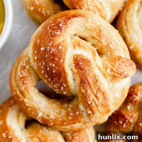 Homemade Soft Pretzels with mustard