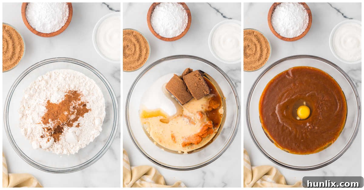 Collage of preparing the batter for the cupcakes.