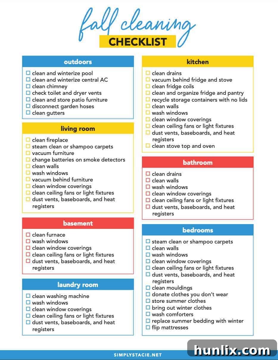 Fall Cleaning Schedule with Free Printable - Get organized with this fall cleaning schedule with a free printable checklist! Stay on task and have your home looking great in time for Thanksgiving.