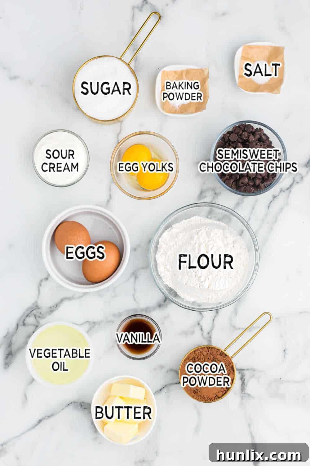 Cupcake ingredients laid out on a table
