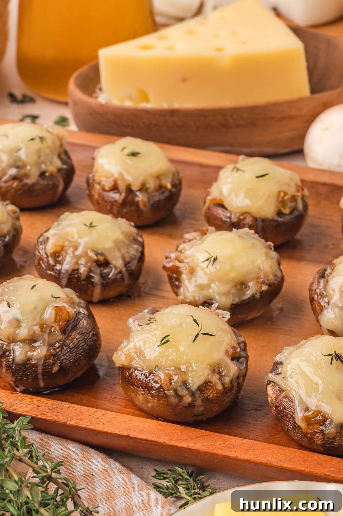 The recipe on a wooden platter.