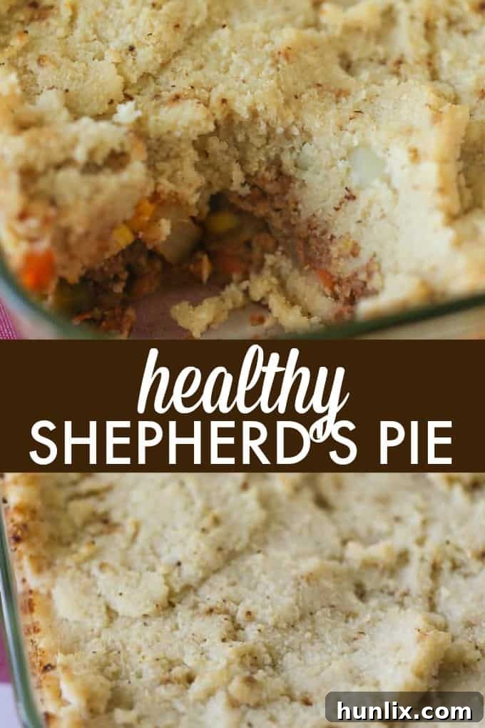 Healthy Shepherd's Pie - A comfort food classic recipe gets a makeover. This Healthy Shepherd's Pie has a mashed cauliflower topping and fibre filled filling. Delish!