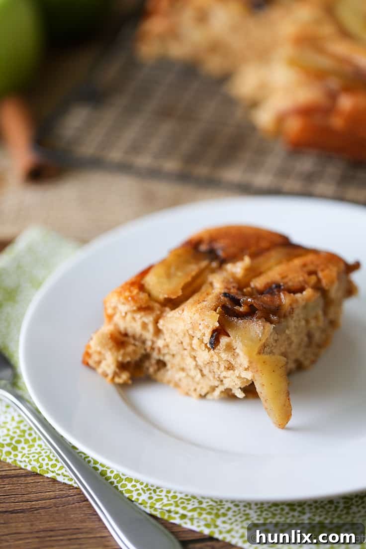 Caramelized Apple Inverted Delight 17 An overhead shot of the full Apple Upside Down Cake, highlighting its golden crust and delicious apple topping.