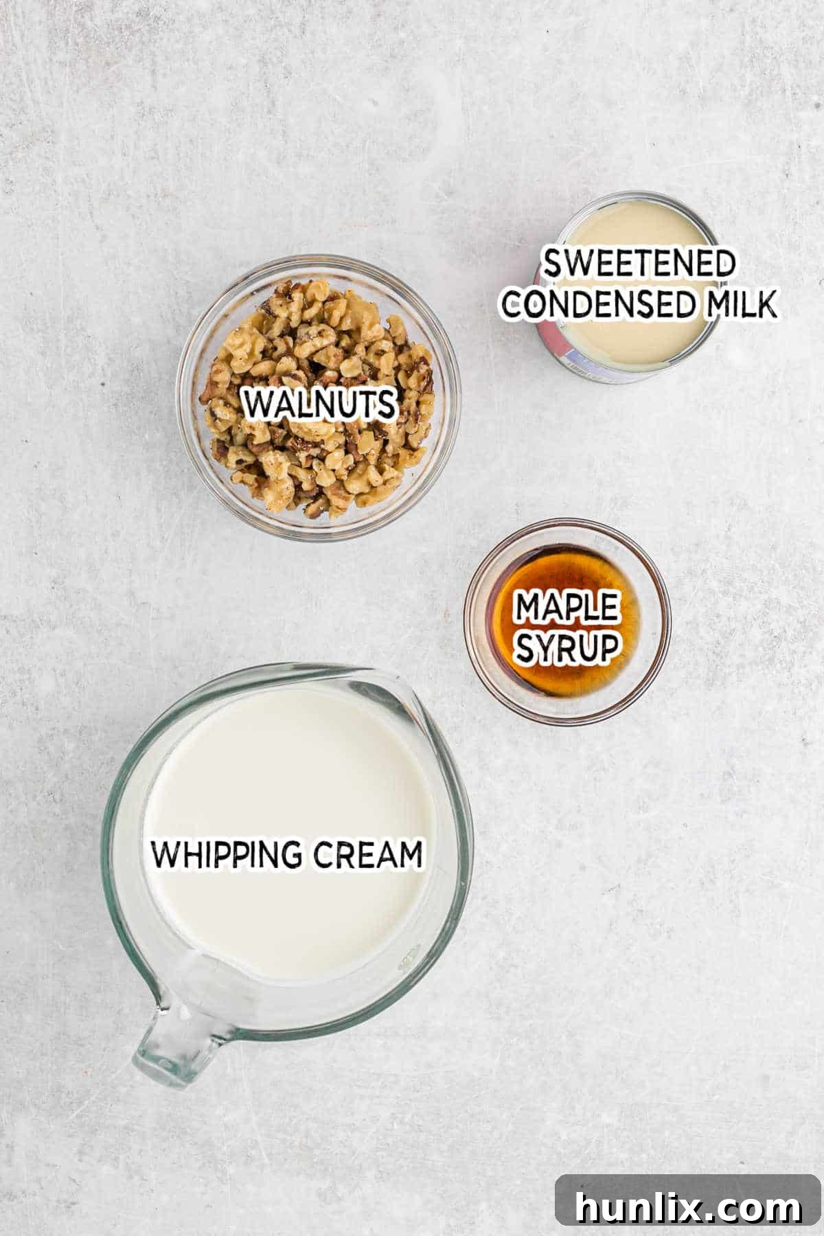 Maple walnut ice cream ingredients.