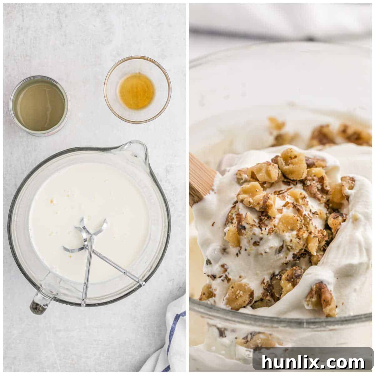 Steps to make maple walnut ice cream.