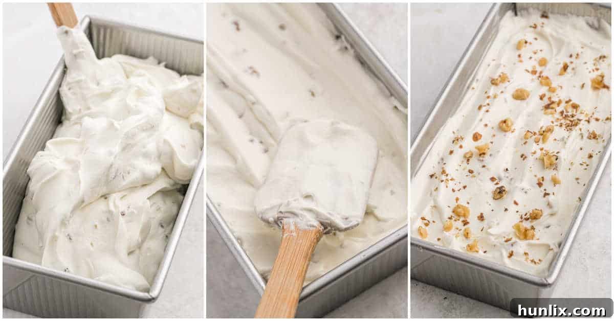 Steps to make maple walnut ice cream.