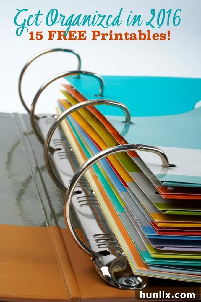 Get Organized in 2016 with Free Printables - 15 free printables to organize your life including meal planners, cleaning schedules and more!