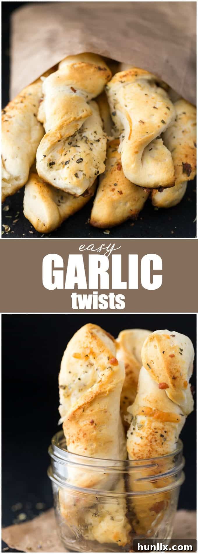 Savory Garlic Swirls 6 A mouth-watering collage of Easy Garlic Twists, freshly baked and golden-brown, showcasing their appeal as a quick snack or versatile side dish.