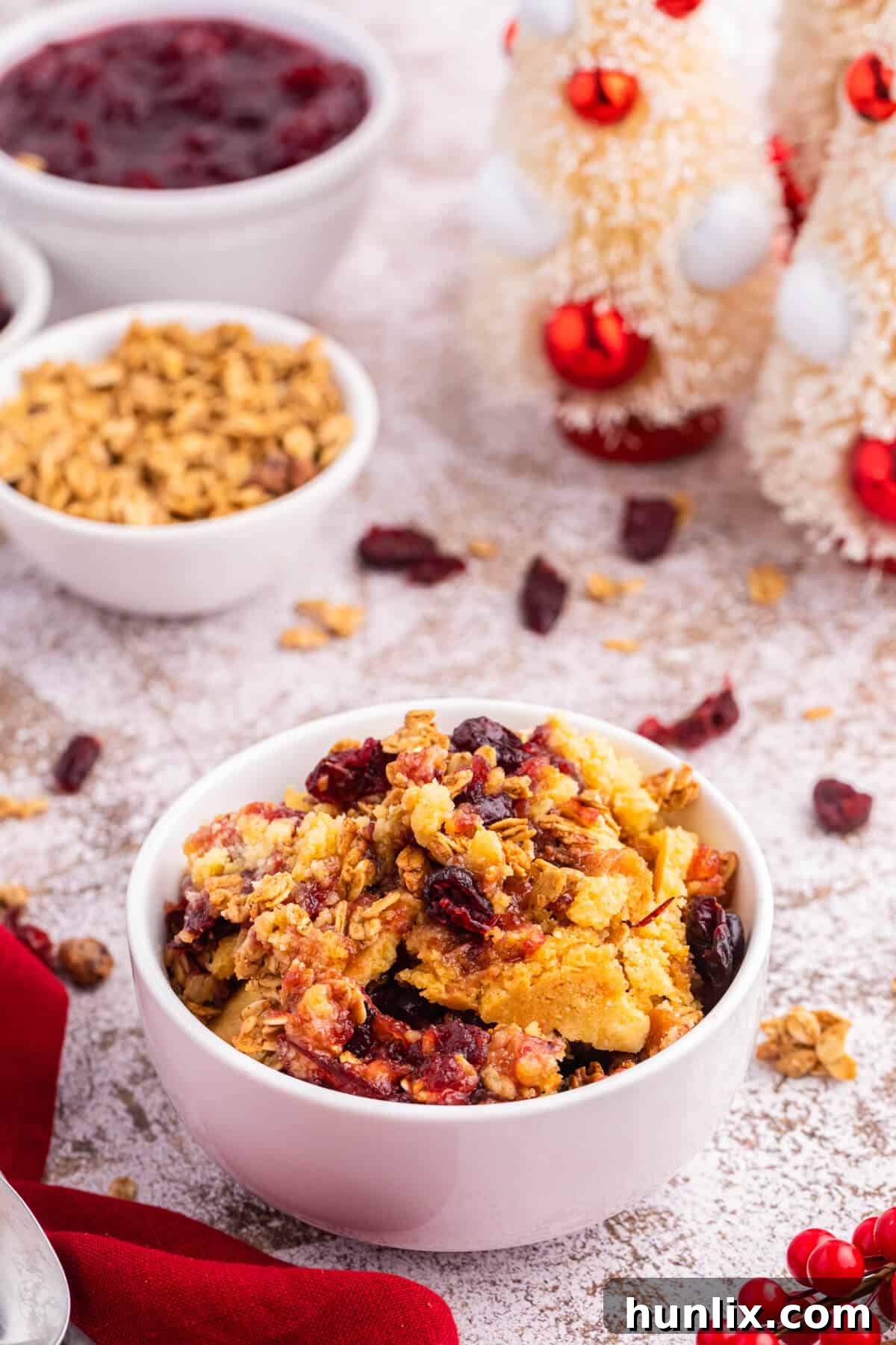 Cranberry Cobbler Dump Cake in a bowl.