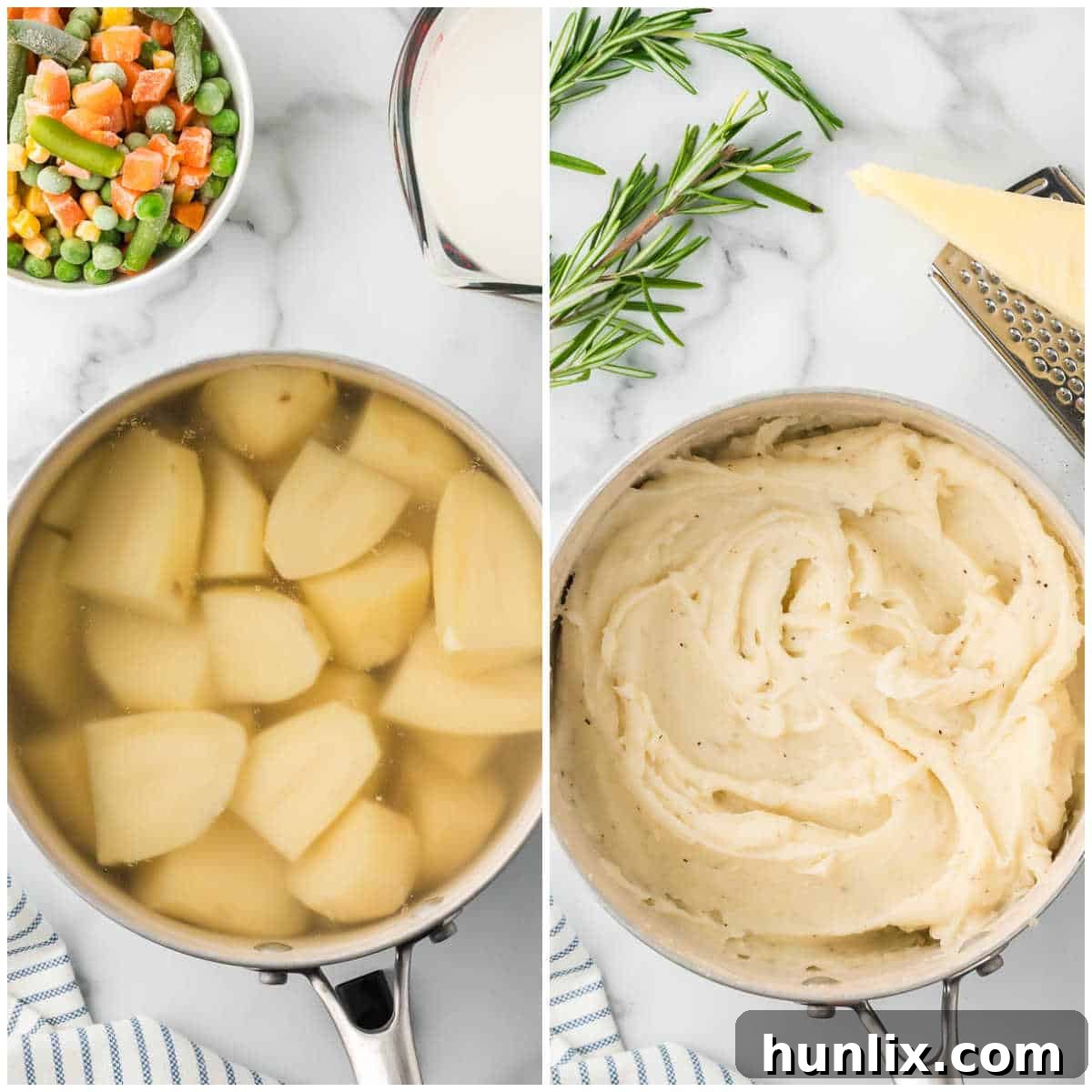Collage of making the potatoes.