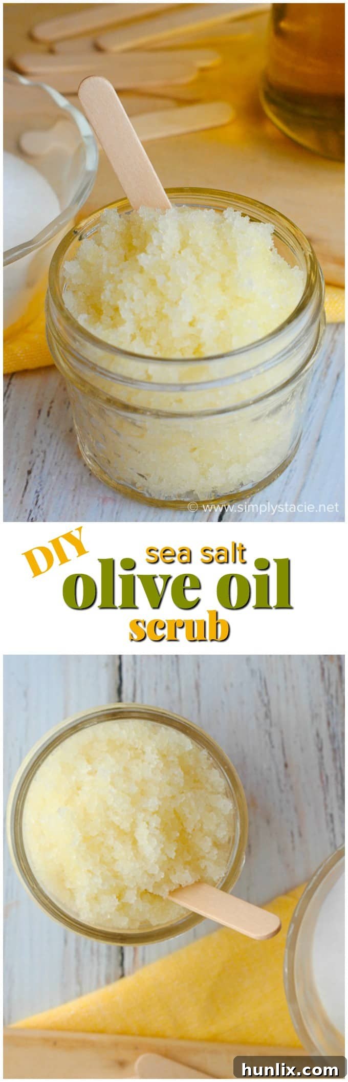 Silky Smooth Olive Oil Sea Salt Exfoliator 4 Sea Salt & Olive Oil Scrub - Your skin will feel glorious with this DIY scrub! It's easy to make with pantry ingredients and makes a great gift.