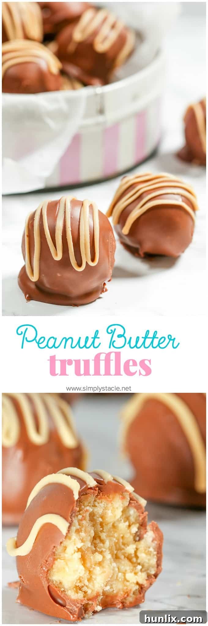 Decadent Peanut Butter Truffles 6 A collage of various beautifully decorated peanut butter truffles, showcasing their versatility