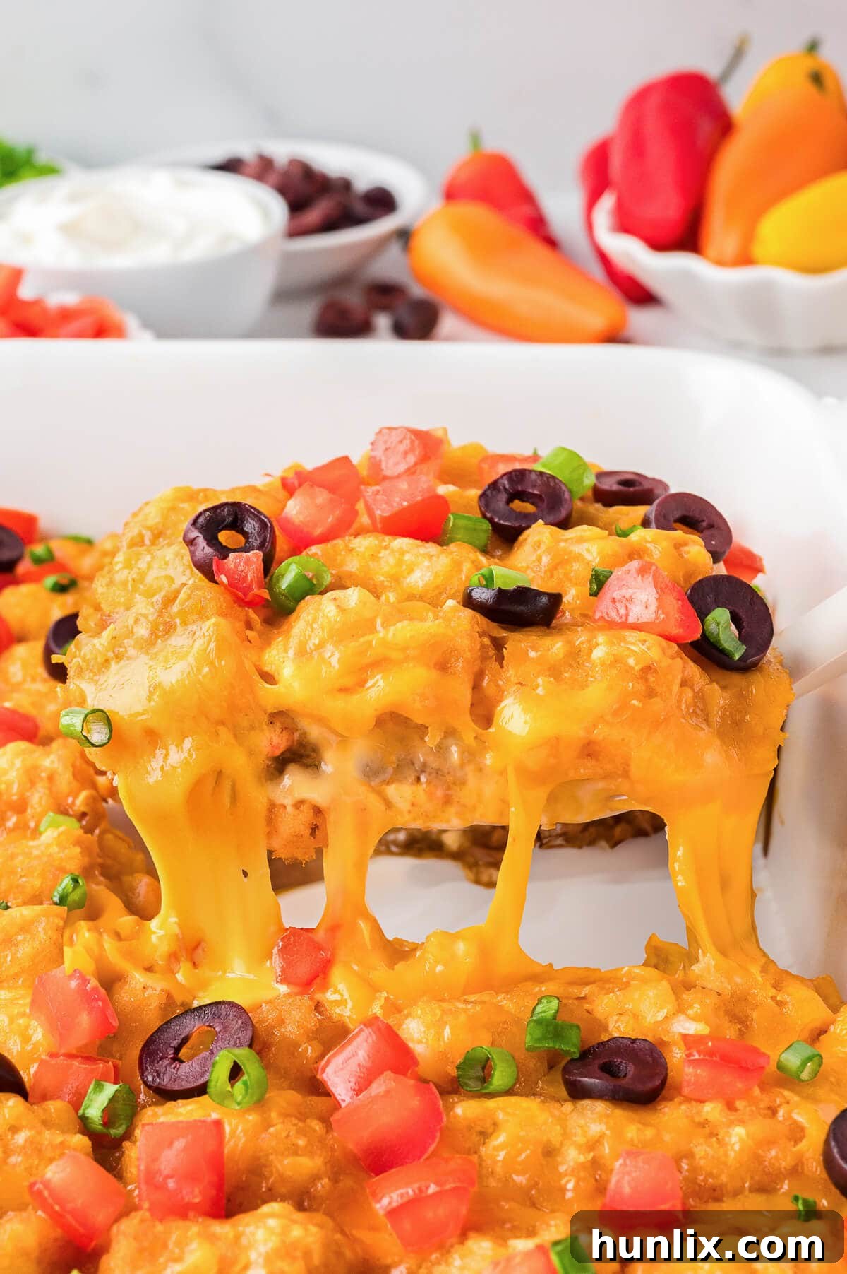 A spatula lifting a slice of the recipe.