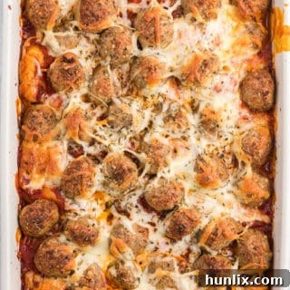 Meatball Sub Casserole - A hearty, comforting dish made with convenient ingredients that tastes just like your favorite sub!