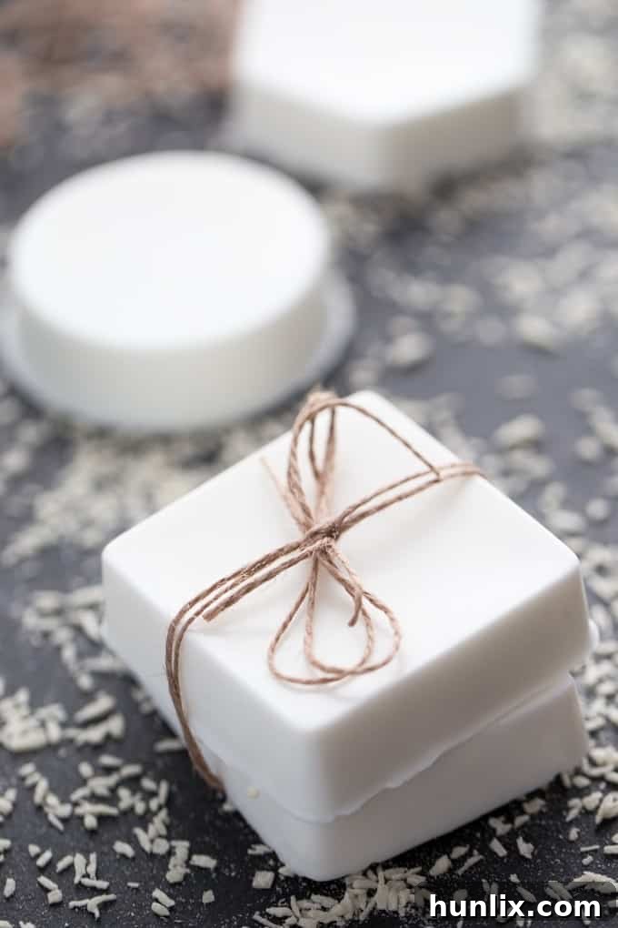 Tropical Coconut Shea Bar 11 Coconut Shea Butter Soap - Making your own soap couldn't be any easier! This Coconut Shea Butter Soap smells heavenly and feels luxurious on your skin.