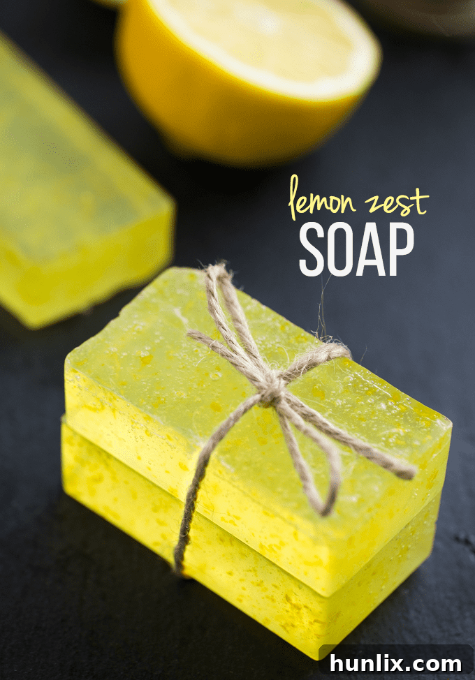 Lemon Zest Soap - A simple, natural DIY soap recipe with only three ingredients for fresh, clean skin.