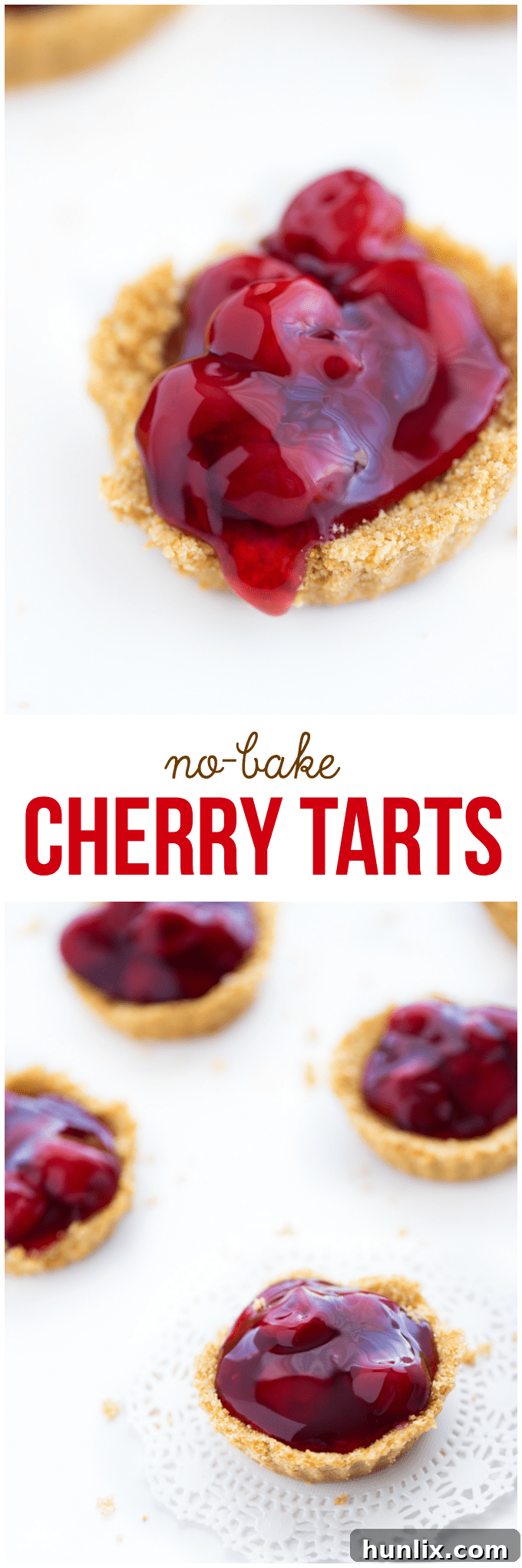 Effortless Cherry Tart Delights 5 A vibrant collage showcasing various stages and angles of No-Bake Cherry Tarts, from ingredients to finished product, designed to entice viewers with its ease and deliciousness.
