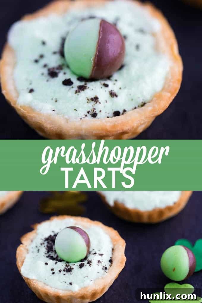 Emerald Mint Chocolate Tarts 4 Grasshopper Tarts - Made for mint chocolate chip lovers! These adorable, minty mini tarts are perfect for St. Patrick's Day or a birthday.