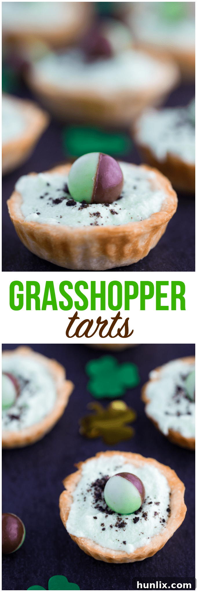 Emerald Mint Chocolate Tarts 5 Grasshopper Tarts - Made for mint chocolate chip lovers! These adorable, minty mini tarts are perfect for St. Patrick's Day or a birthday.
