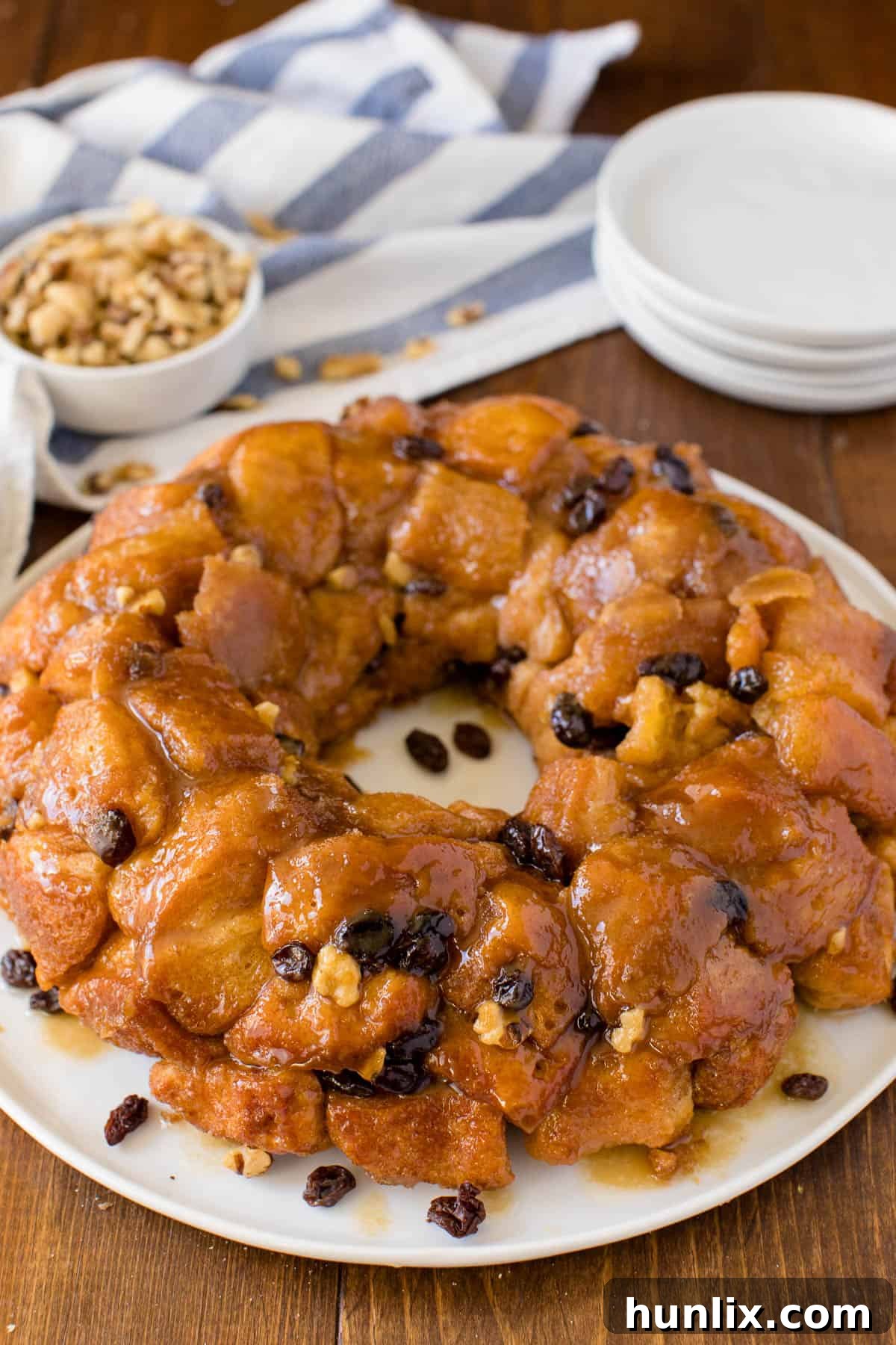 Caramel Cinnamon Monkey Bread 9 The recipe on a white plate..